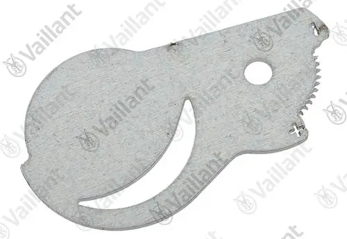 Metallische Luftblende von Vaillant mit runder und zahnförmiger Aussparung, geeignet für verschiedene Heizgeräte.